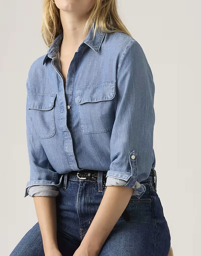 Рубашка-рубашка Levi's Elaine в стиле милитари, синий — фото 4