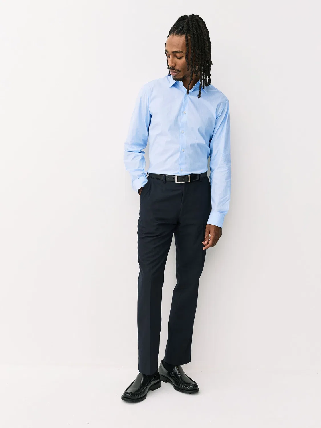 Рубашка формальная с полосками, Slim Fit Next, светло-голубая в полоску — фото 3