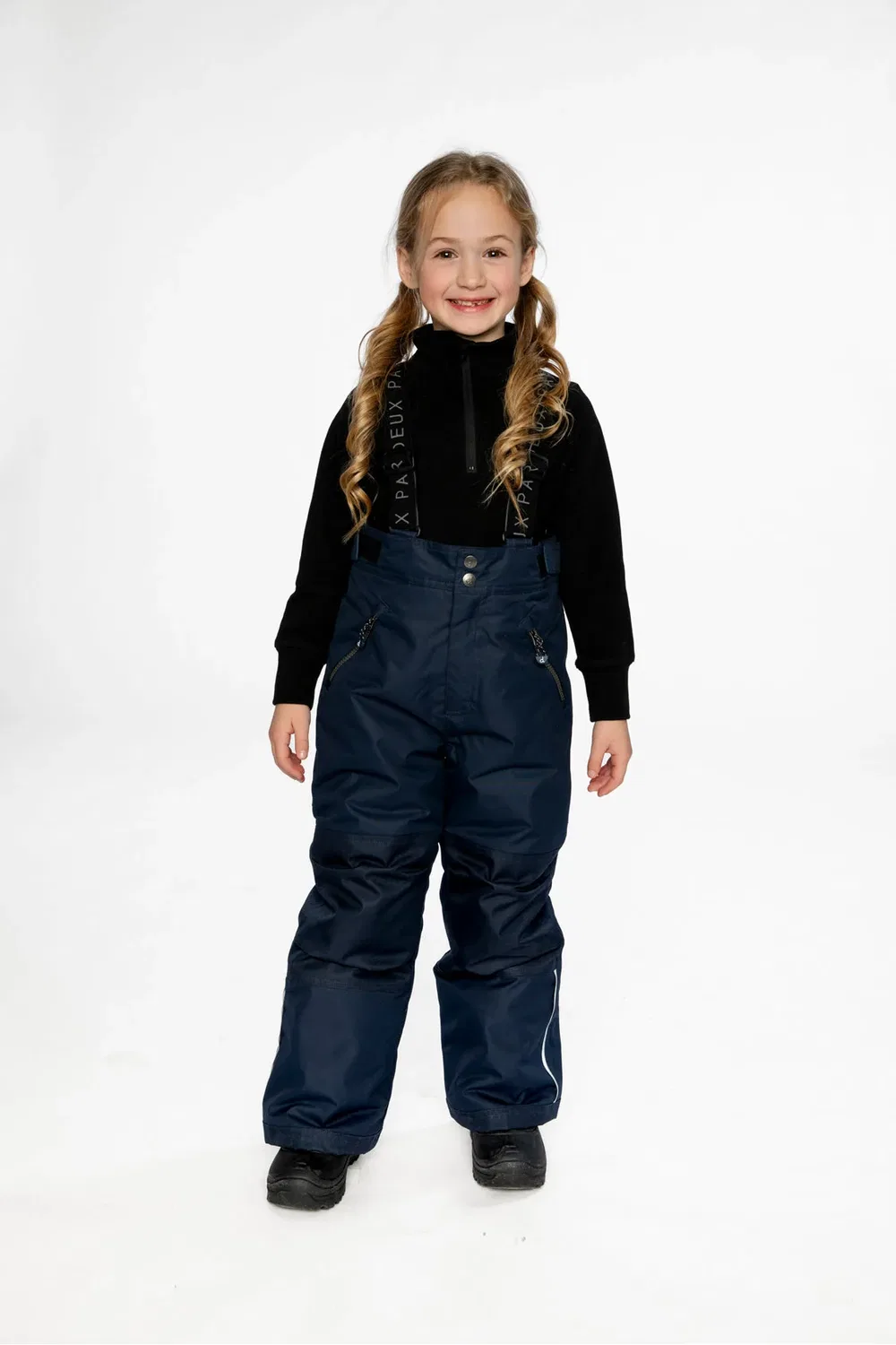 Детские зимние штаны с регулируемыми подтяжками Play Snow Pants Deux par Deux, Navy Blue — фото 2