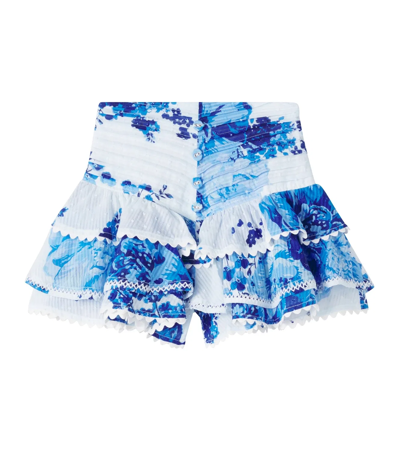 Шорты хлопковые с рюшами Poupette St Barth Kids, синий