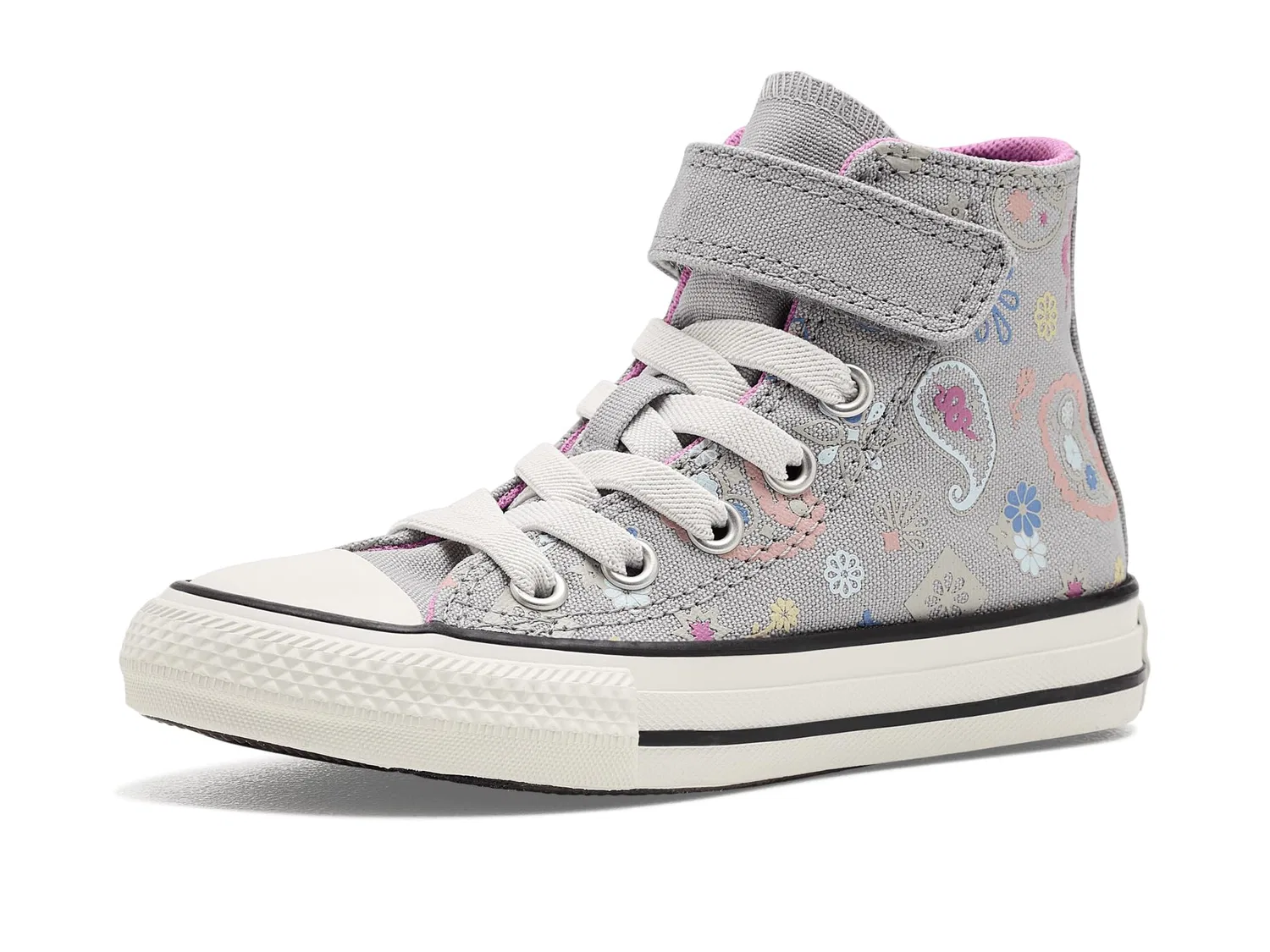 Кроссовки Chuck Taylor All Star 1V (для маленьких детей) Converse Kids, Grey Area/Xoxo Pink/White — фото 2