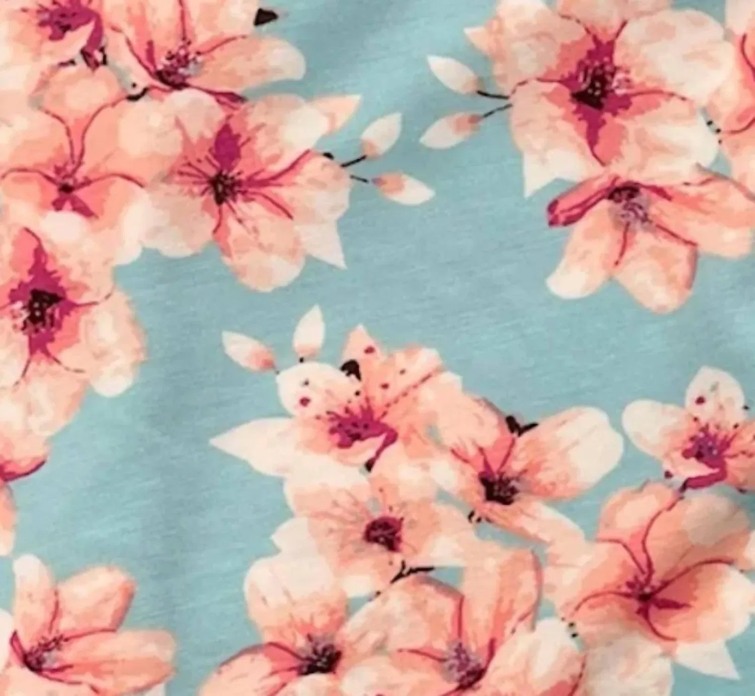 Детский комплект пижамы без рукавов с цветочным принтом Cherry Blossom Sweet Bamboo, Light Blue — фото 2