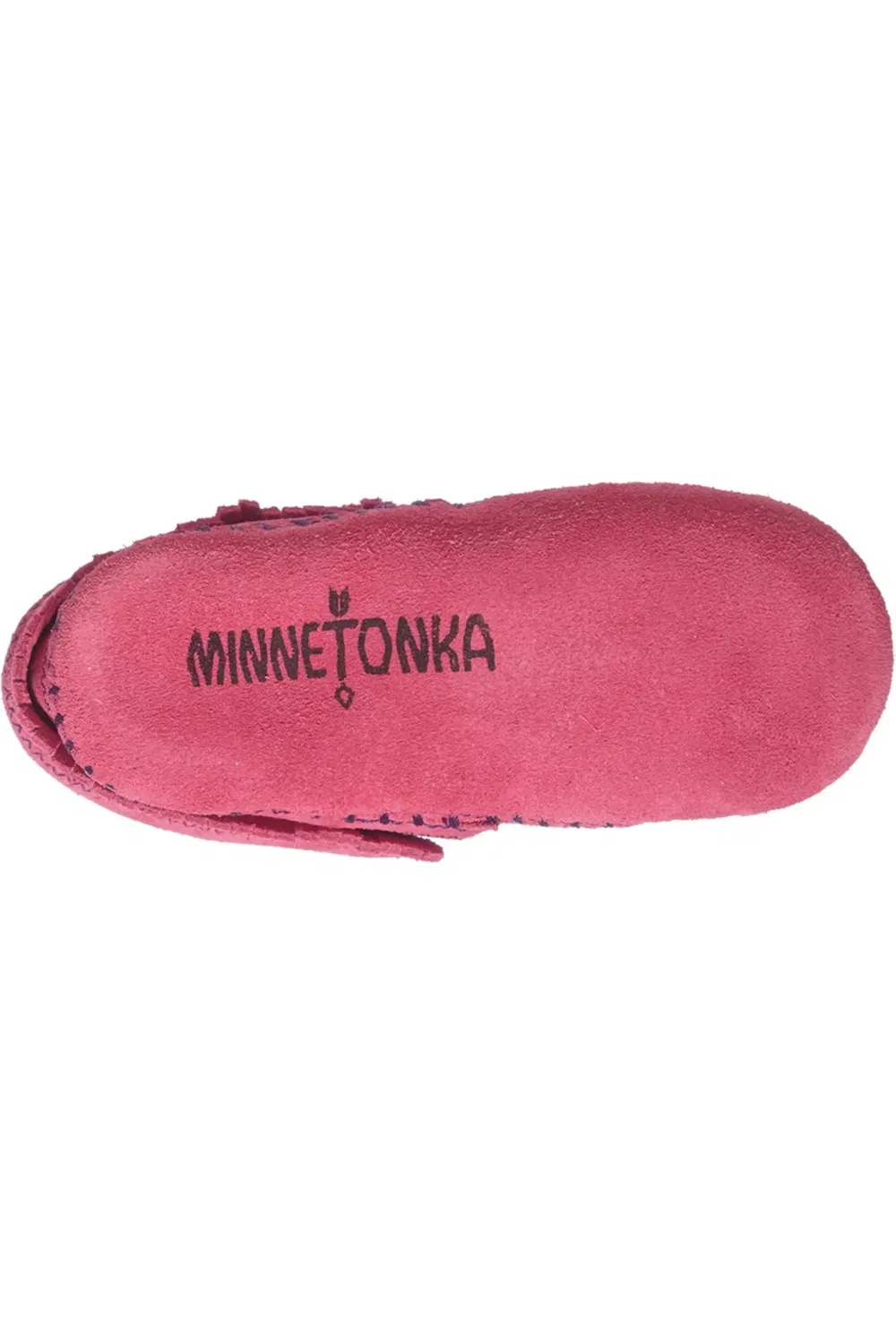 Мокасины детские с бахромой из замши Riley Minnetonka, ярко-розовый — фото 4