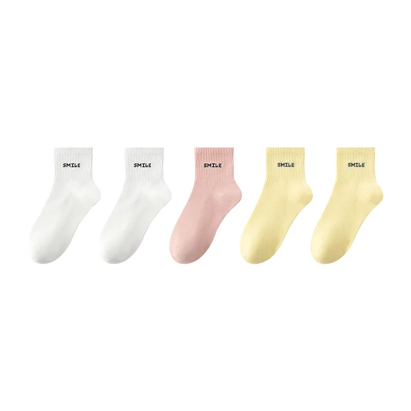 Детские носки 5 пар Белый Светло-желтый Розовый MINISO, White Light Yellow Pink