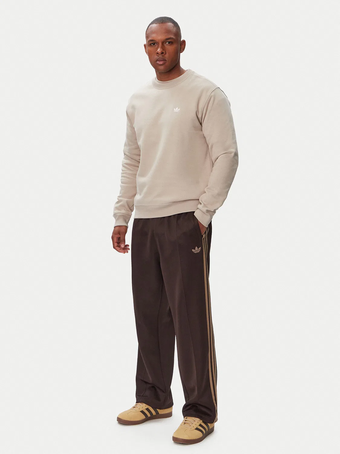 Мужская толстовка стандартного кроя Trefoil Essentials Adidas, светло-бежевый — фото 2