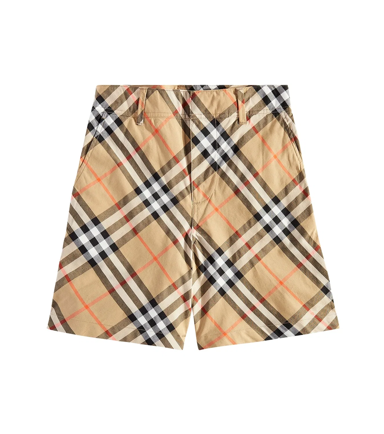 Шорты хлопковые в клетку Burberry Kids, бежевый