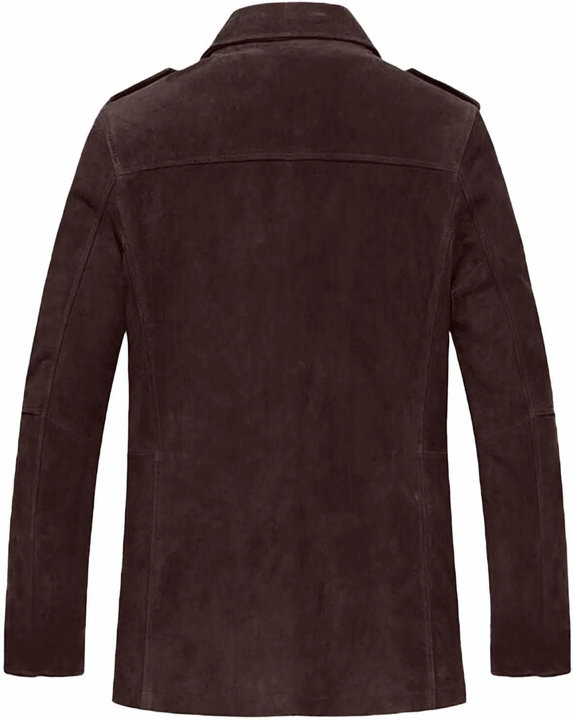 Мужское пальто из искусственной замши с флисом, модель Faux Suede Fleece Long Jacket, кофейный — фото 3