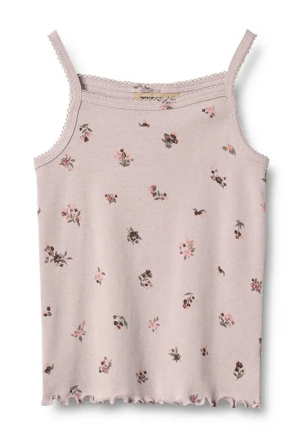 Комплект: майка и нижняя часть из 100% хлопка, модель Set, Wheat, Soft Lilac Flowers, сиреневый — фото 3