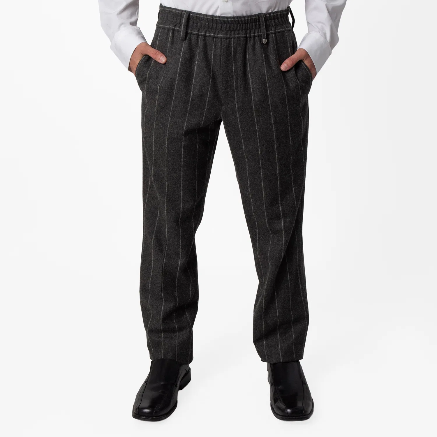 Брюки классические в полоску Burberry, Dark Grey Melange