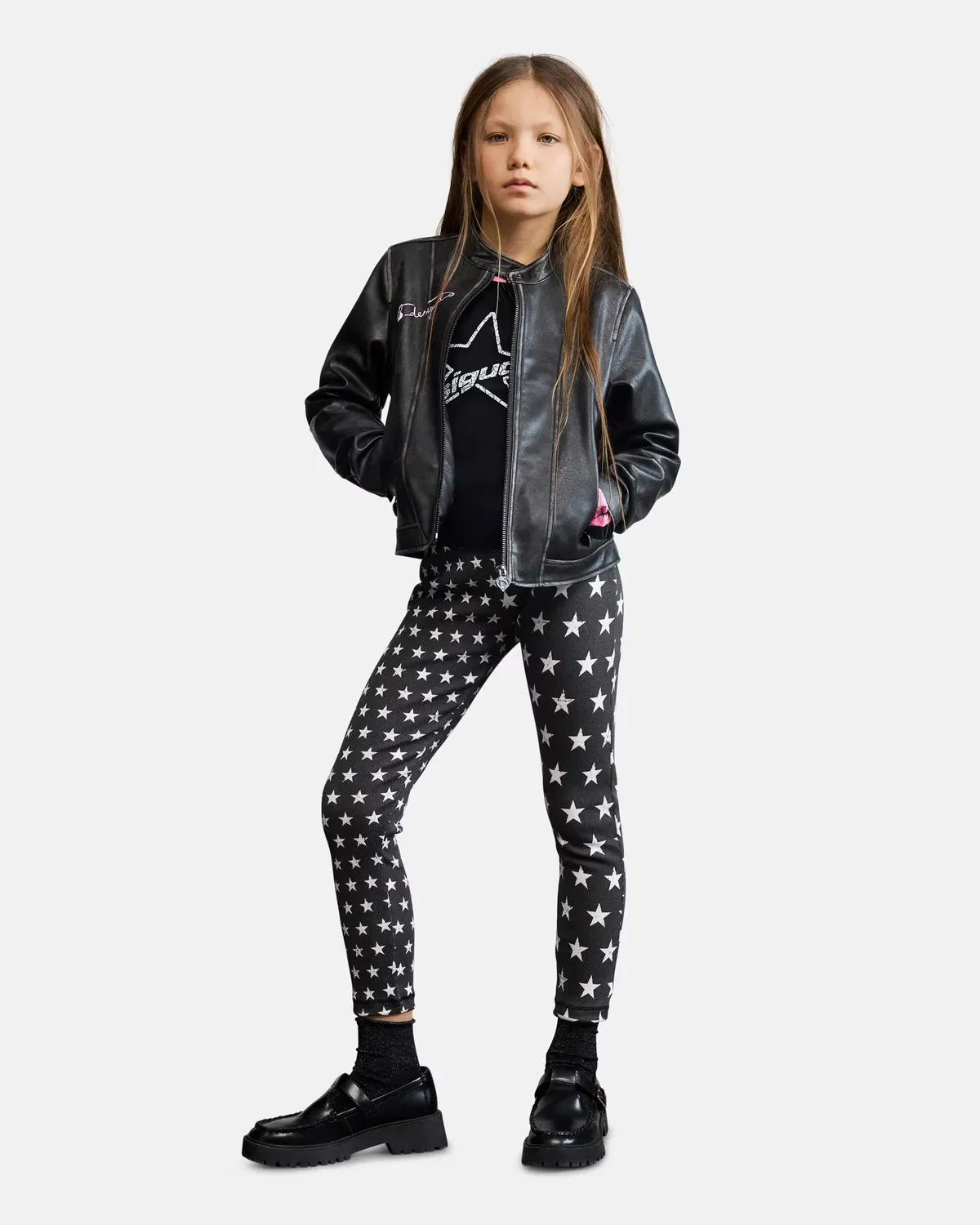 Детская куртка для девочек с эффектом кожи Desigual, Negro — фото 2