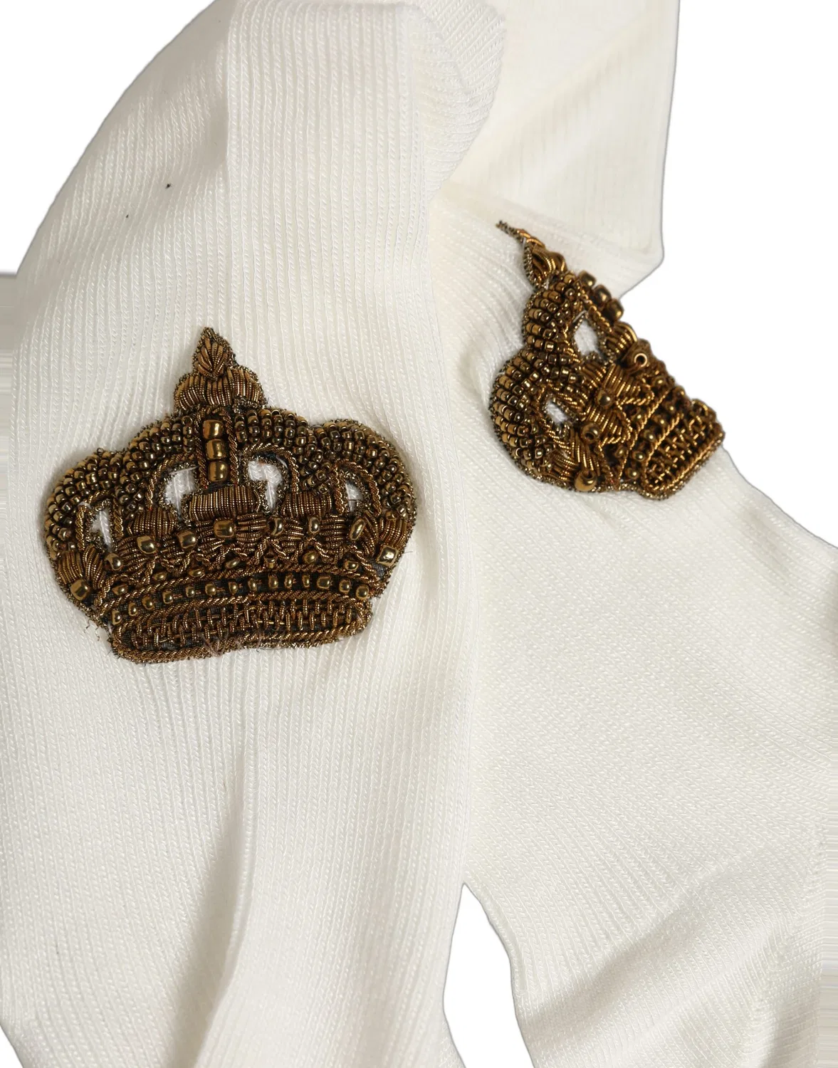 Мужские высокие носки с вышивкой White Crown Embroidery Dolce & Gabbana, White