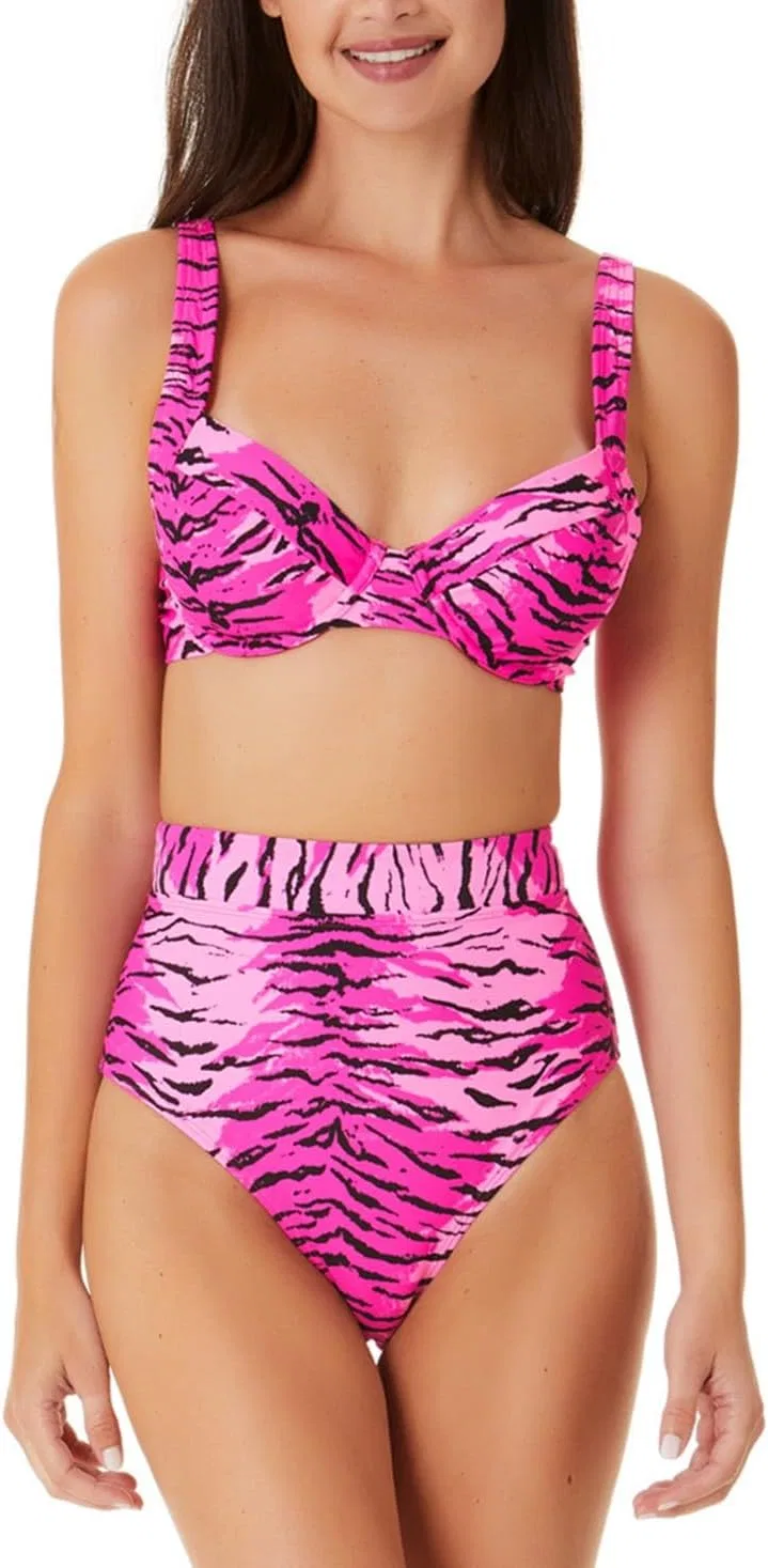 Бикини с завышенной талией Topaz Tiger California Waves, Pink