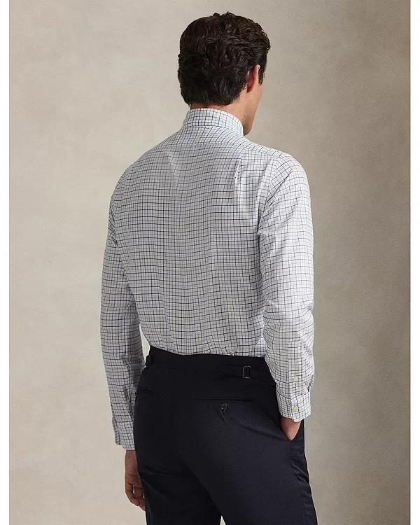 Классическая рубашка из саржи с узором «таттерсалл» Polo Ralph Lauren, White/Blue — фото 3