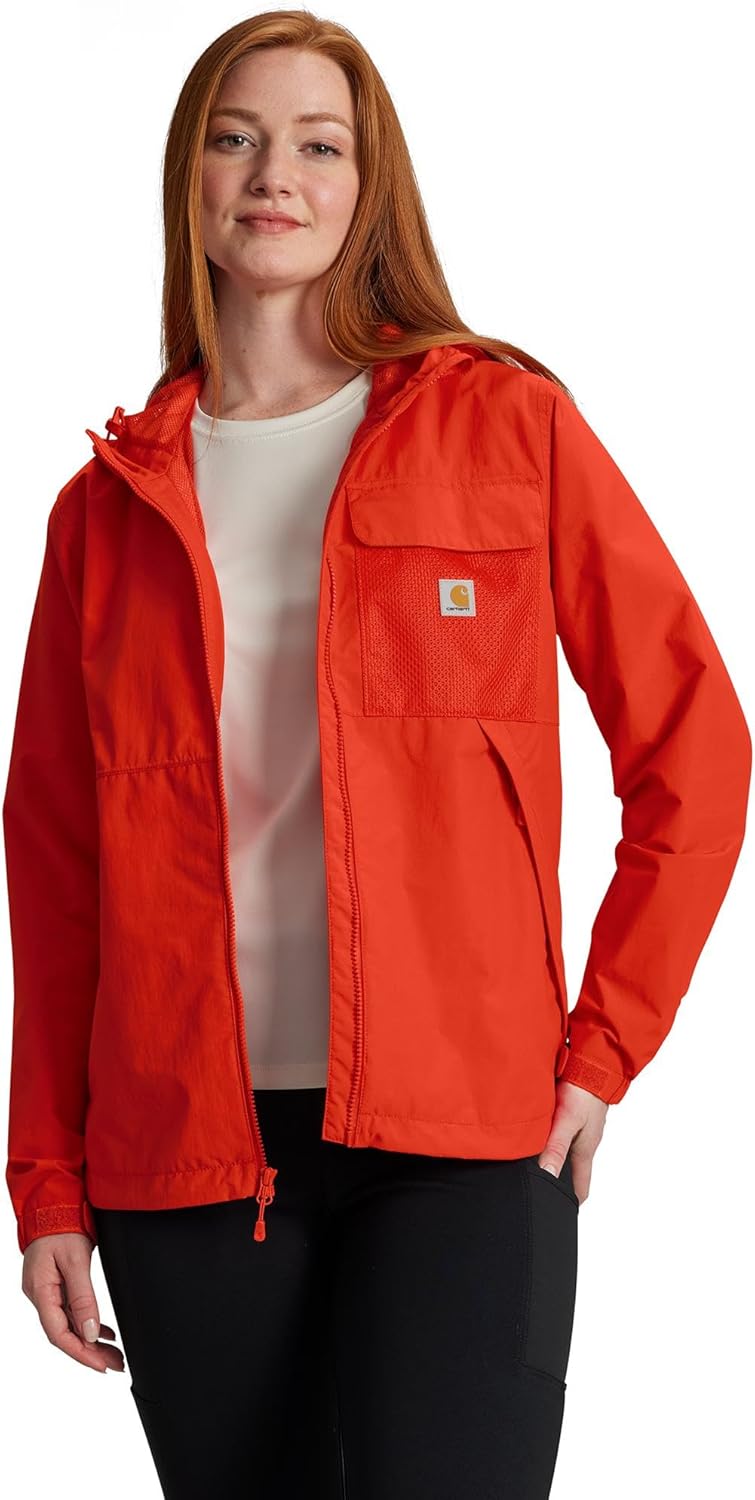 

Carhartt женская куртка с капюшоном Storm Defender Loose Fit, легкая, складывающаяся, Roasted Tomato