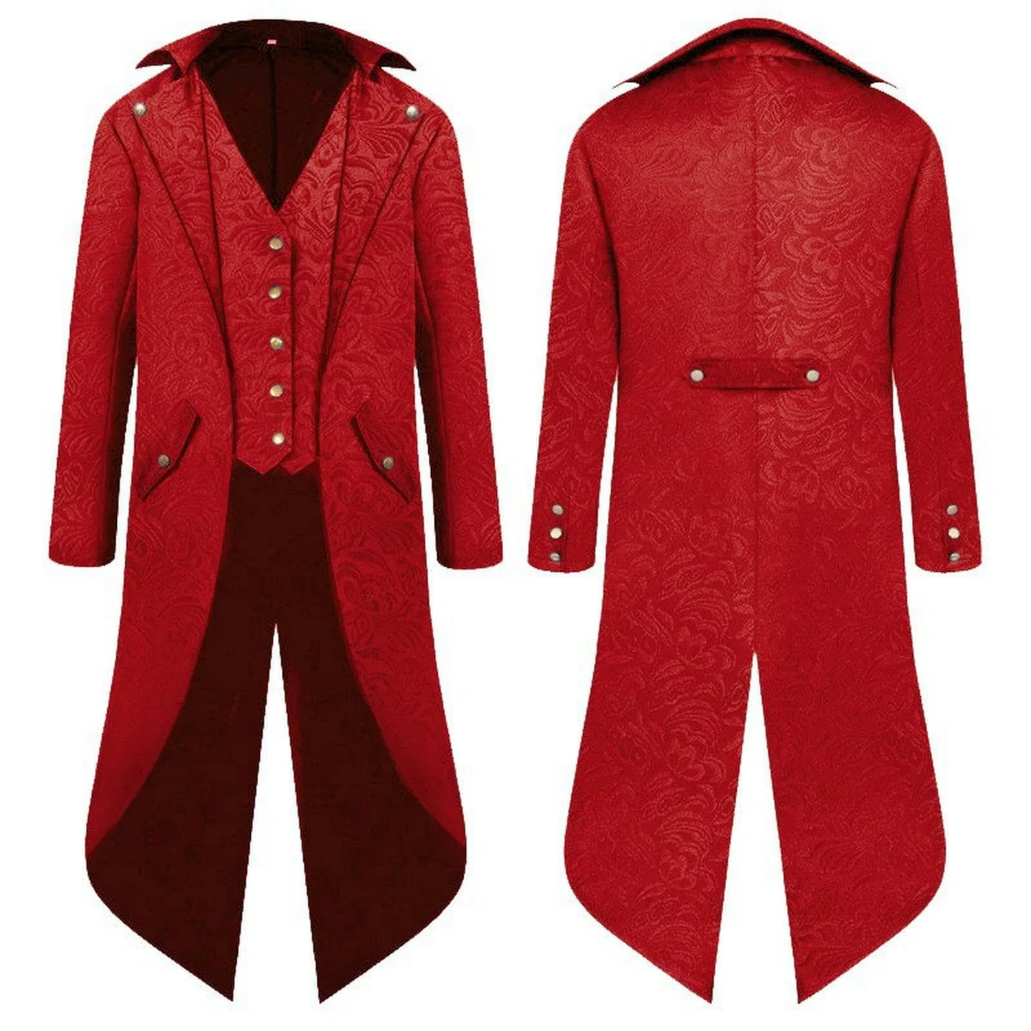 Мужская рубашка с корейским воротником в стиле стимпанк, красная, 4XL, Rosso