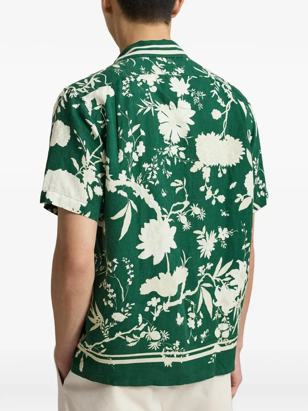 Рубашка в полоску с цветочным принтом Wimbledon Polo Ralph Lauren, зеленый — фото 4