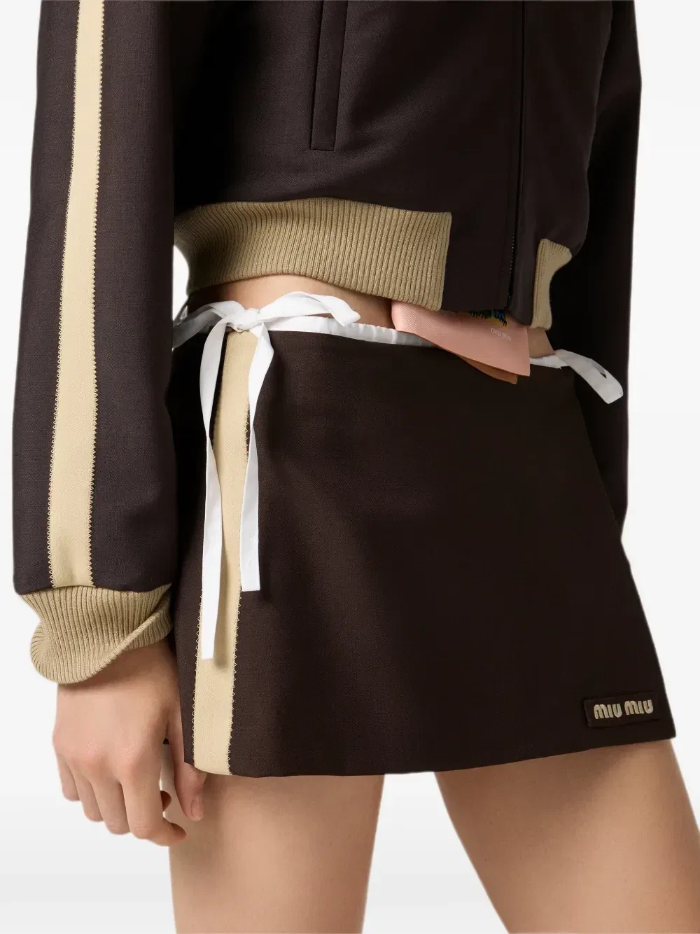 Мини-юбка из кид-мохера Miu Miu, коричневый — фото 4