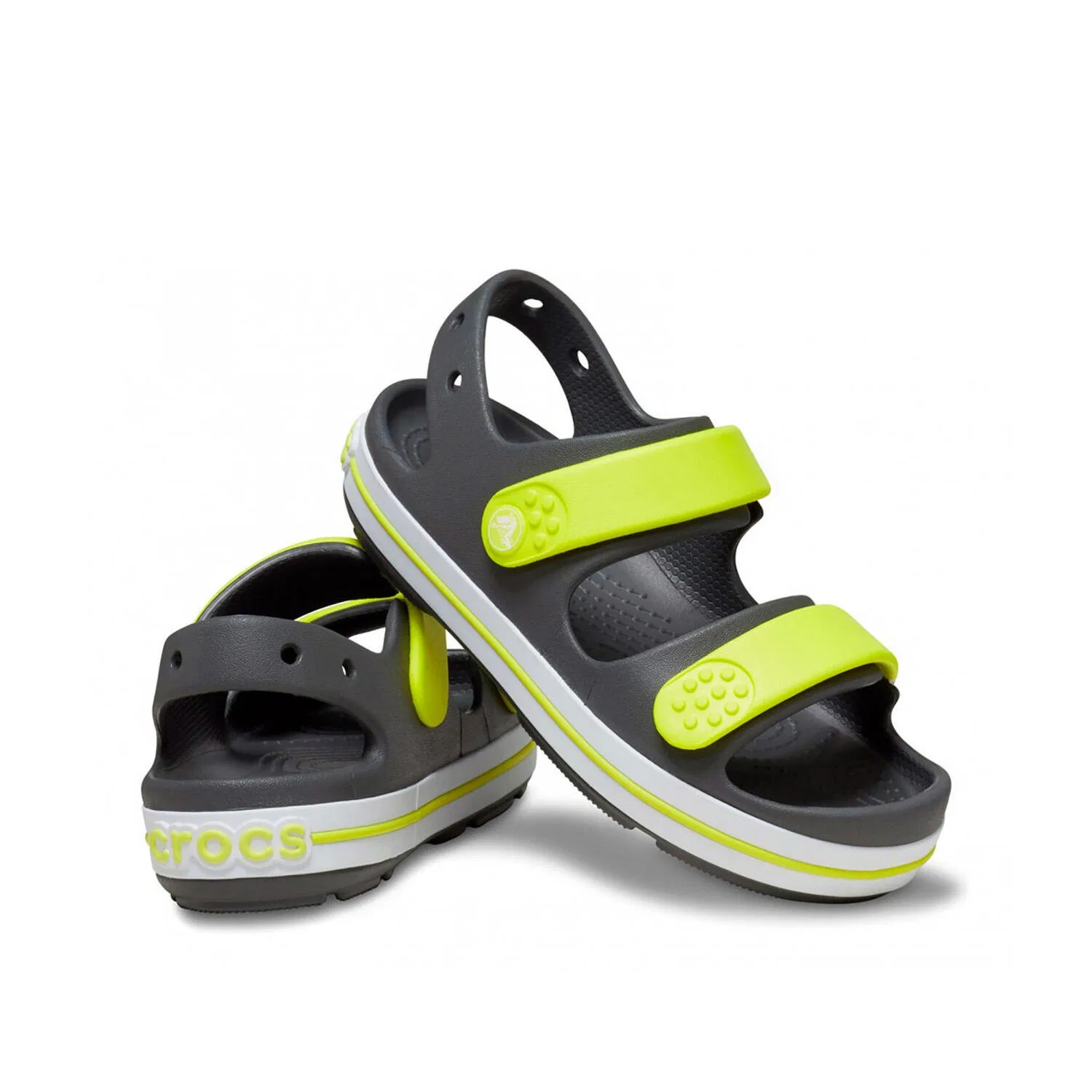 Детские сандалии с закрытым носом Crocband Cruiser Sandal K Crocs, Grau Schwarz Dunkelgrau — фото 3