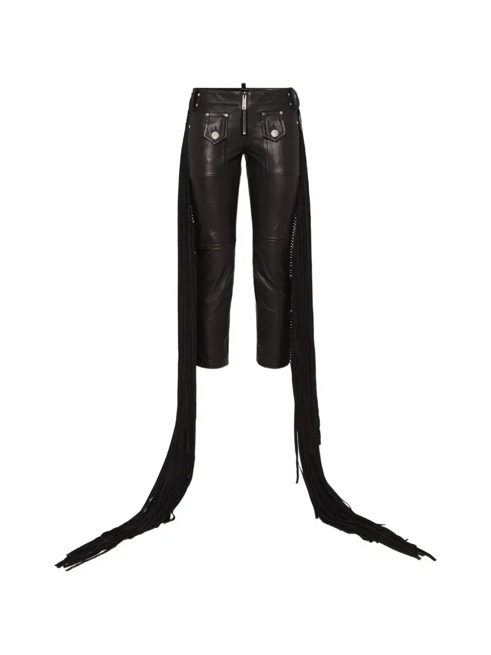 Укороченные кожаные брюки Dsquared2, черный