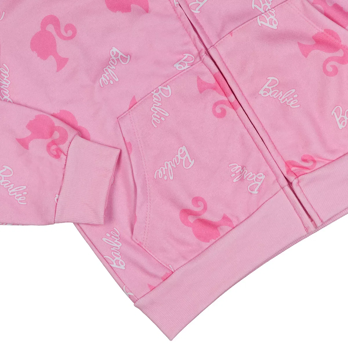 Детская худи с принтом Seven Times Six Barbie Hoodie Girls' Logo Design Full-Zip Hooded Sweatshirt, Pink — фото 4