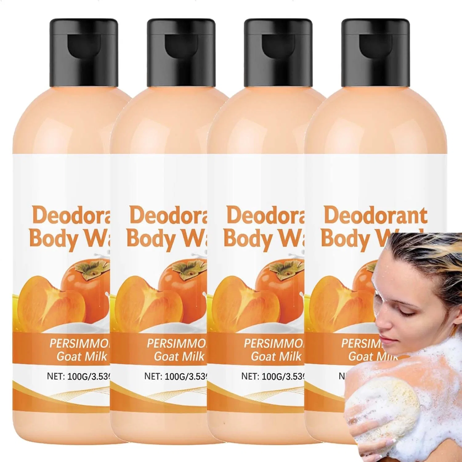 Гель для душа хурма дезодорирующий, XINRAN, 4 шт, 100г, 4pcs