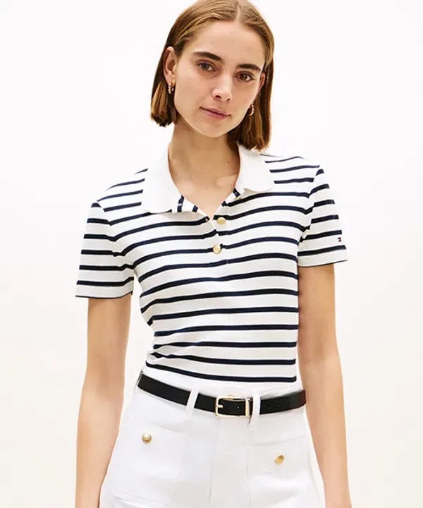 Поло с пуговицами, классическая модель, Tommy Hilfiger, золотой