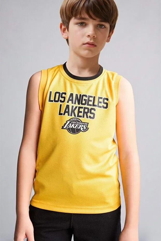 Детское для мальчиков топ без рукавов NBA Los Angeles Lakers Crew Neck Undershirt Boys H2954A826HS Defacto, Yellow Yl201 — фото 3