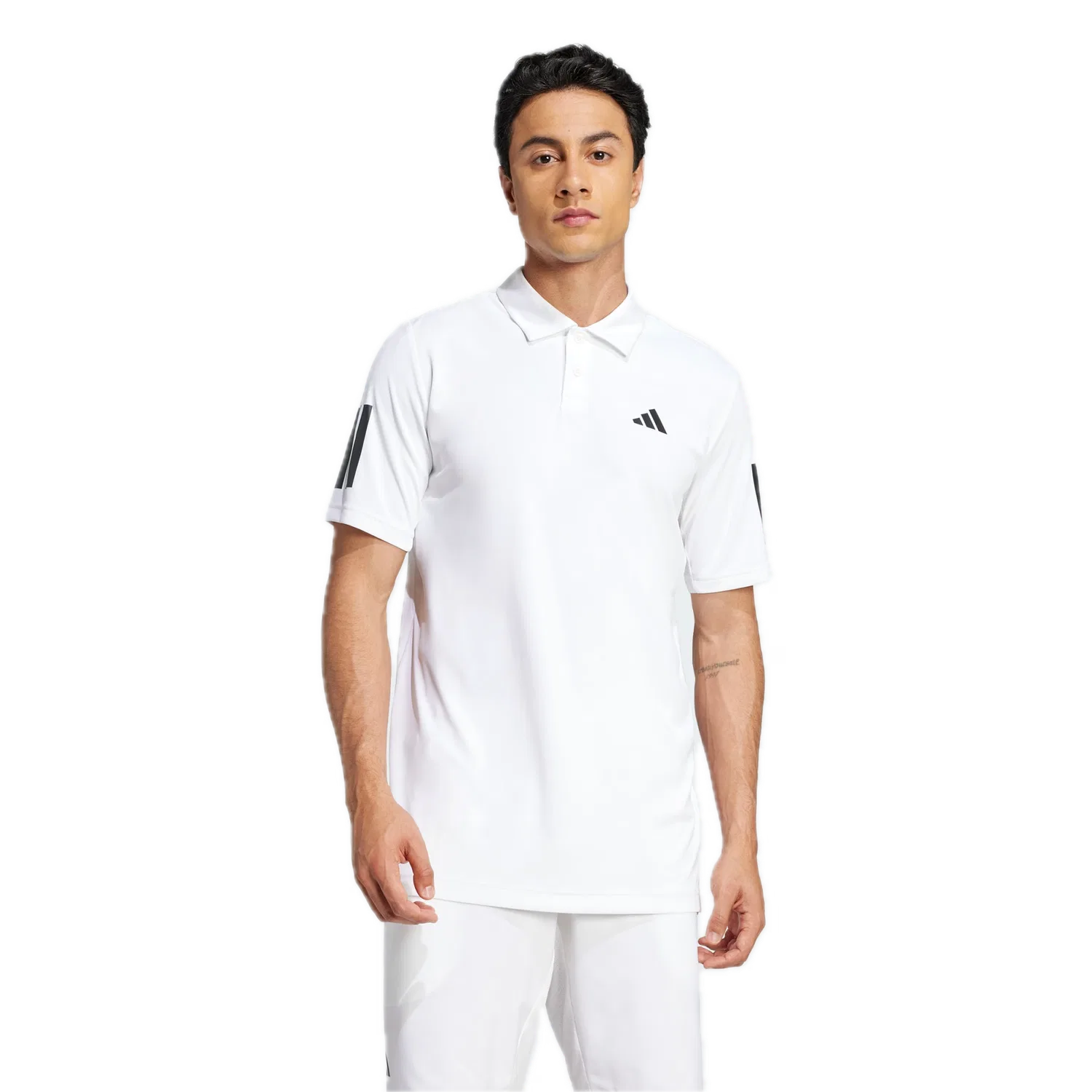 Мужское поло с тремя полосками Adidas, белый — фото 2