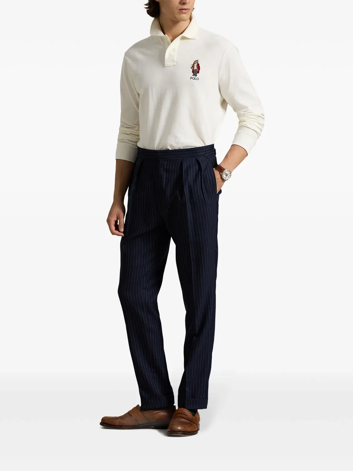 Polo Ralph Lauren Рубашка‑поло с вышивкой, нейтральные тона — фото 4