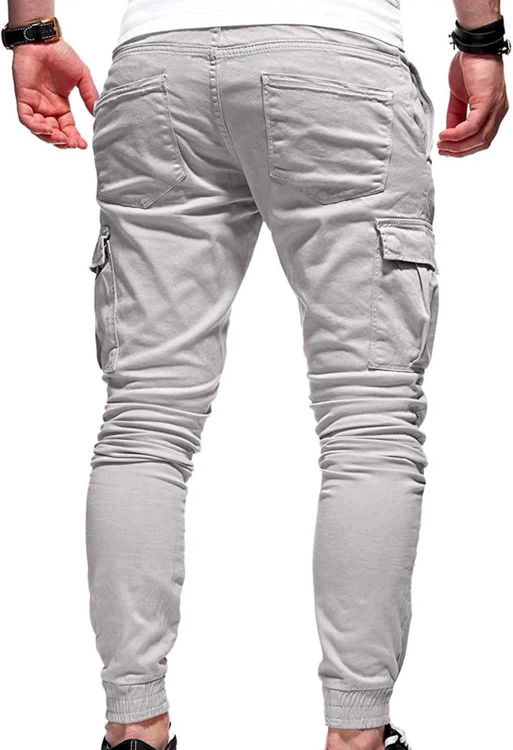 Мужские карго-брюки с эластичным поясом, Slim Fit, A02#gray — фото 4