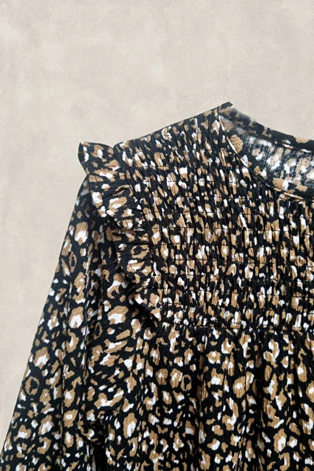 Детское платье-трапеция для девочек с принтом Leopard Kikka, Multicolor — фото 3