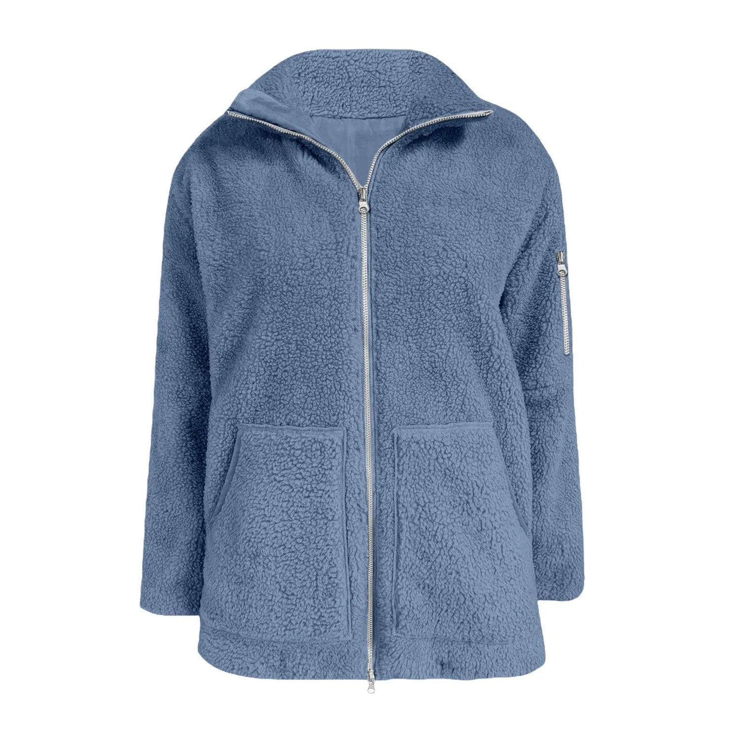 Женская флисовая куртка с принтом Oversized Fleece Jacket, blu cielo — фото 3