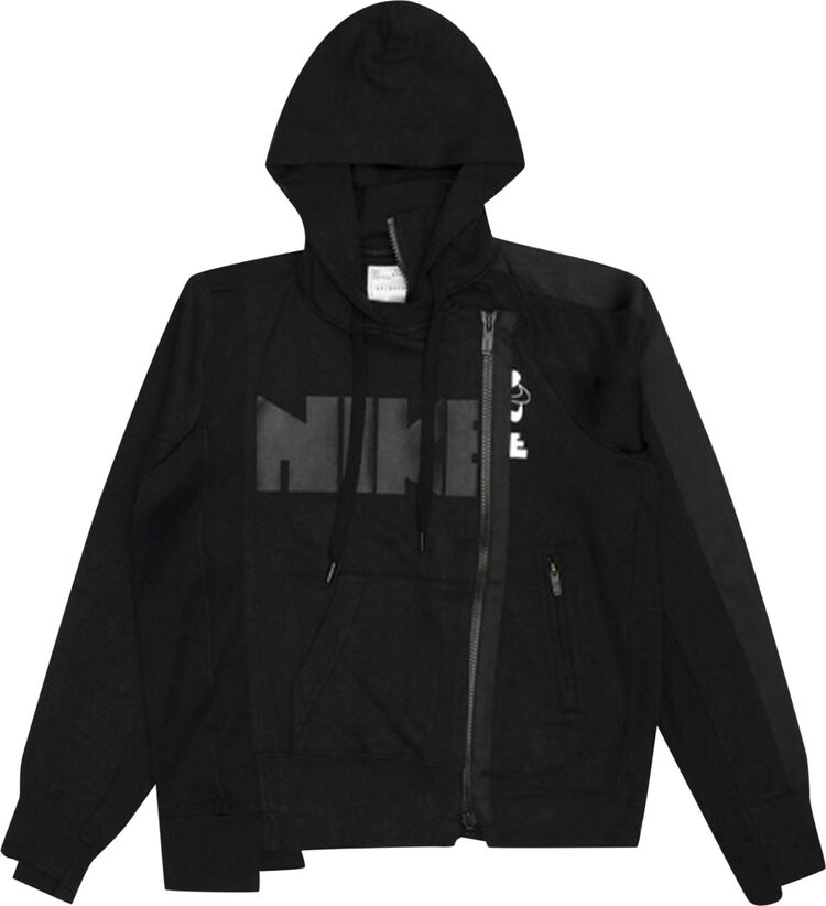 

Худи Nike x Sacai Double-Zip Hoodie 'Black/Dark Obsidian', черный