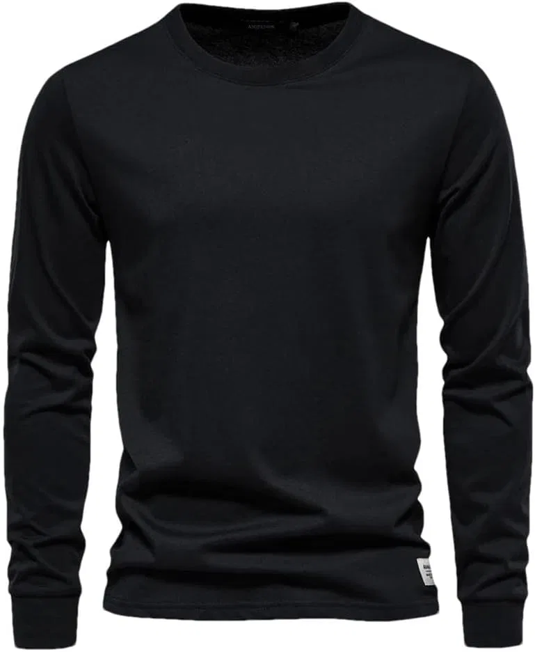 Мужская повседневная футболка с круглым вырезом Cotton, Black