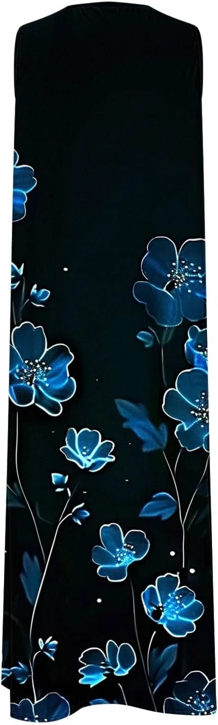 Женское летнее пляжное платье миди свободного кроя, Dark Blue — фото 3