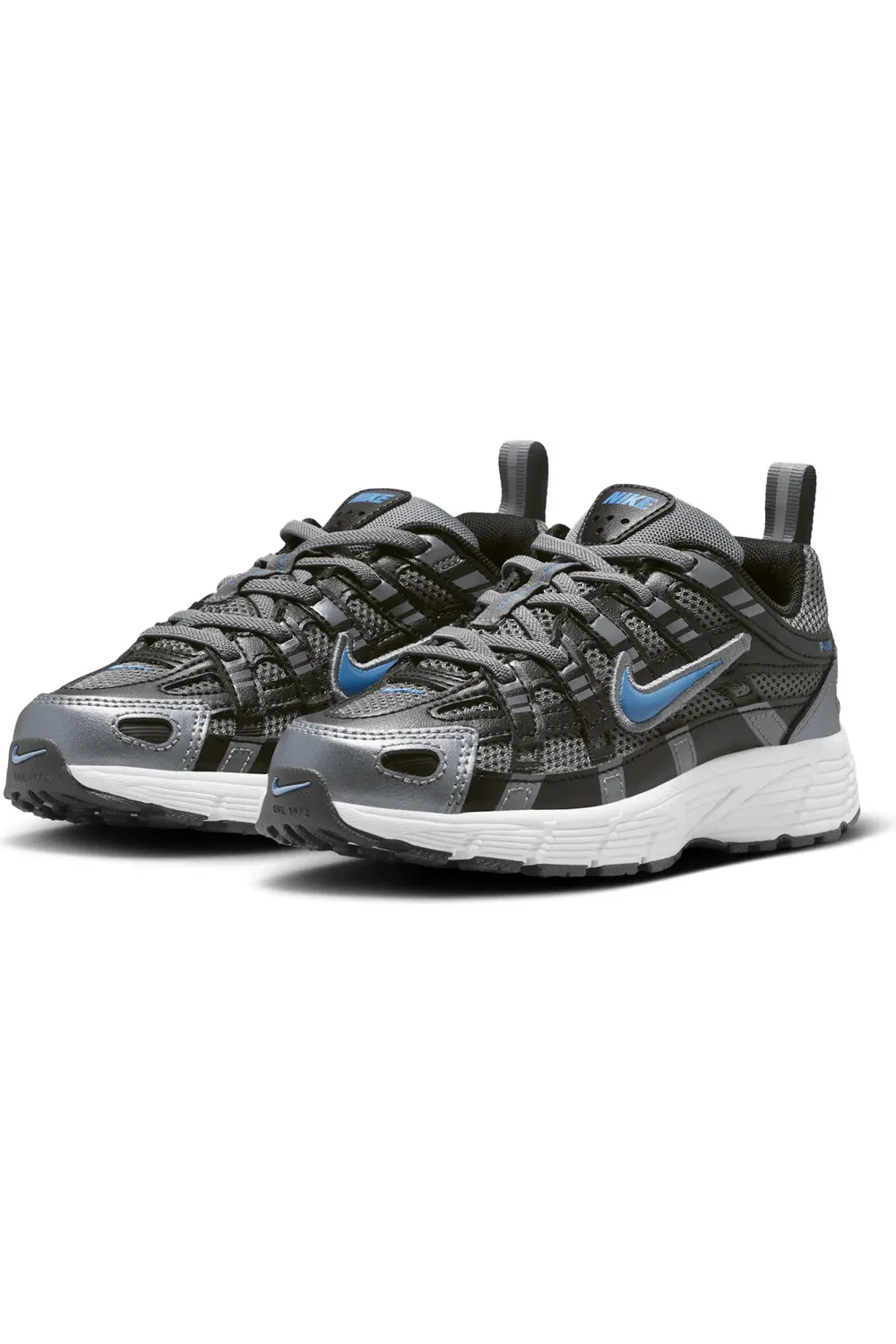 Кроссовки детские на шнуровке P-6000 Nike, Grey/Black/Platinum/Blue