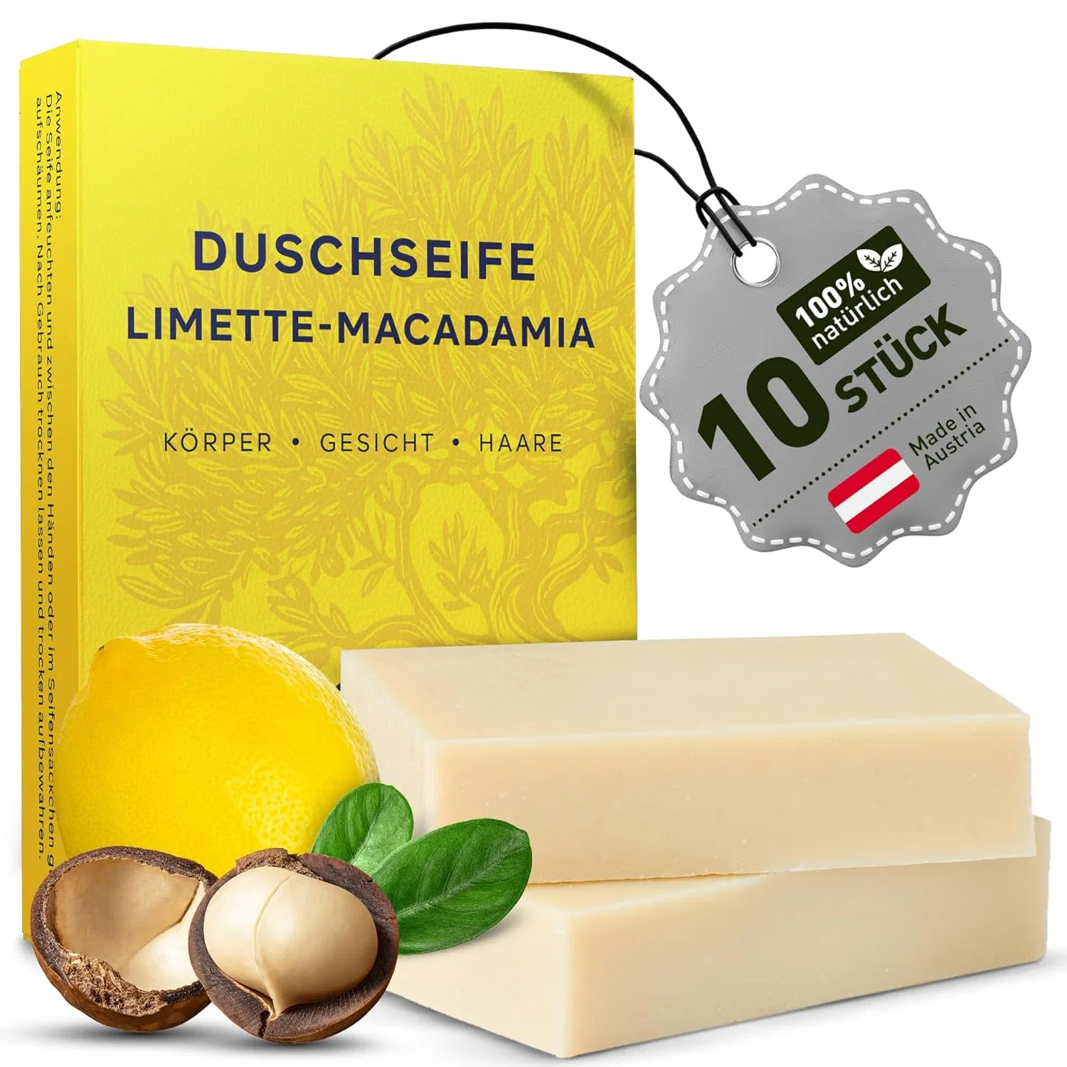 Твердое мыло 3-в-1 Lime Macadamia, larum sports, набор 10 x 85 г