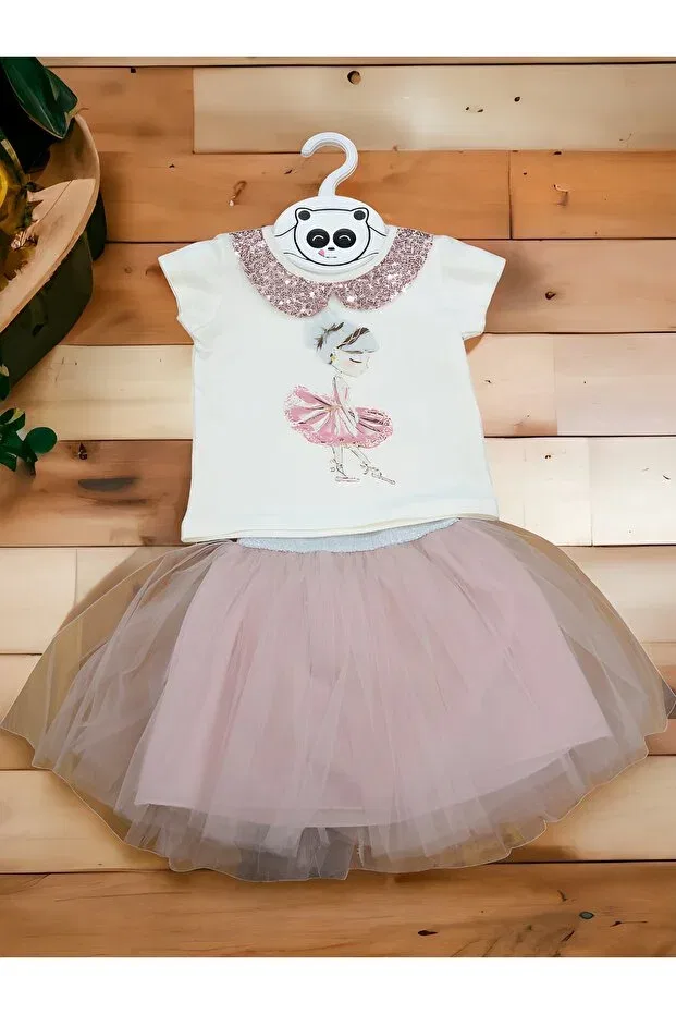 Детский комплект для девочек с принтом Ballerina patterned Cloudkidclub, Pink — фото 2