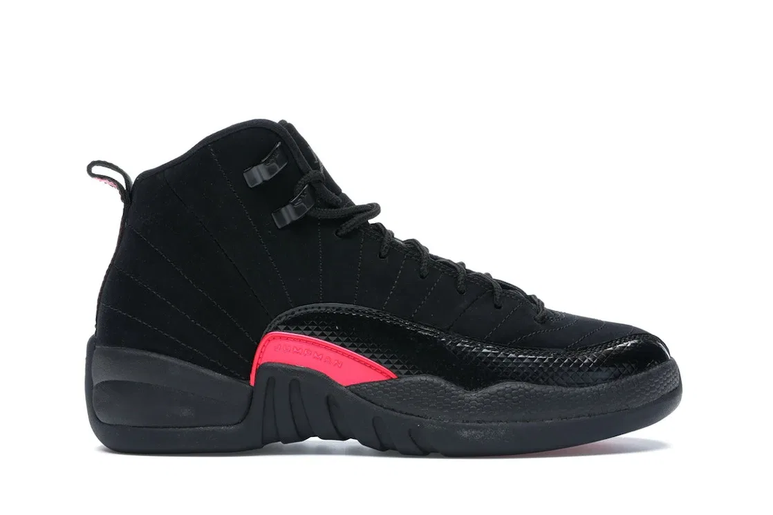 Детский баскетбольный кроссовок с длинным шнурованием Jordan 12 Retro Jordan, Черный/Темно-Серый-Раш-Пинк
