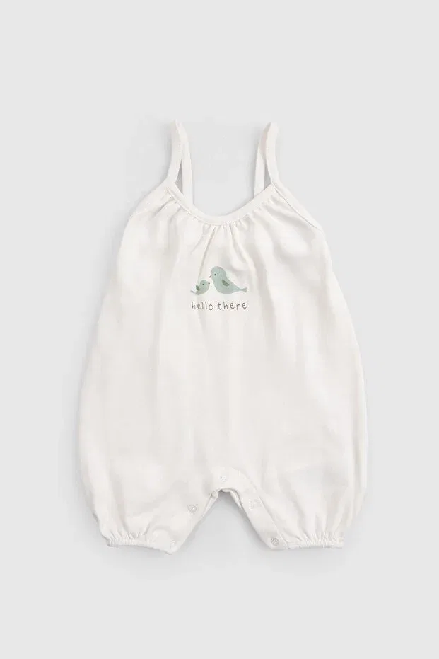 Детский комбинезон для девочек хлопковый Organic Cotton Ecru Baby Rope Strap Shorts Jumpsuit Little Gusto, Ecru — фото 2