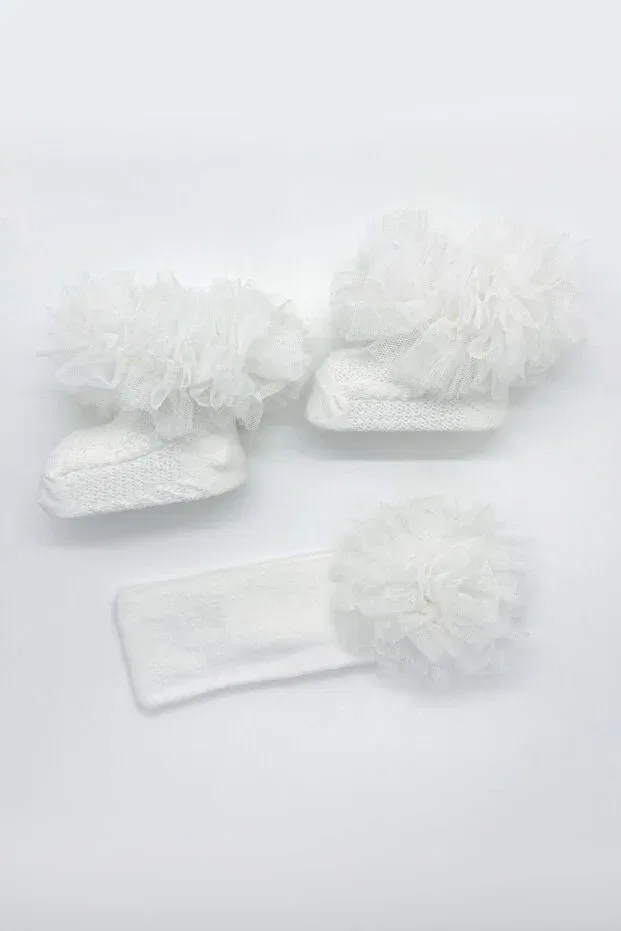 Детские носки для девочек с оборкой Babys Nur Erten, White