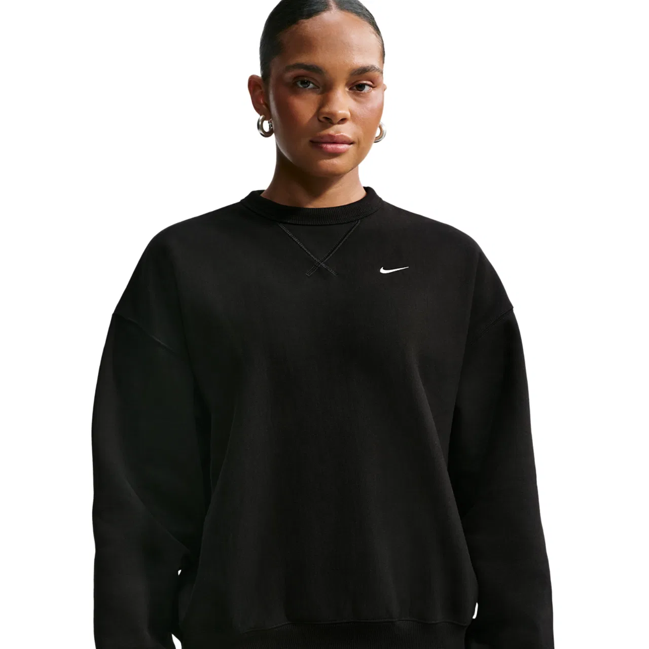 Женский свитшот из плотного флиса 410 г/м² Studio Fleece Heavy OS Crew Nike, Total Black/Sail