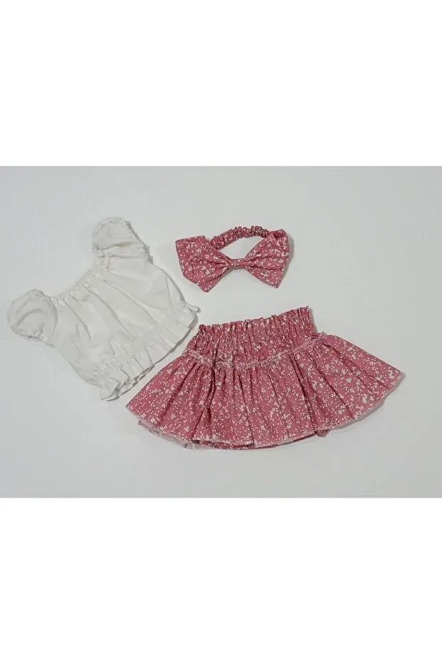 Детский комплект для девочек с цветочным принтом Moms And Babies, Pink — фото 3