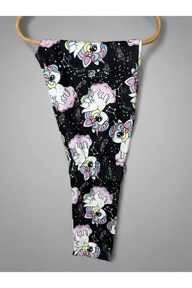 Детские леггинсы для девочек с принтом Bobsi Co, Multicolor-Black