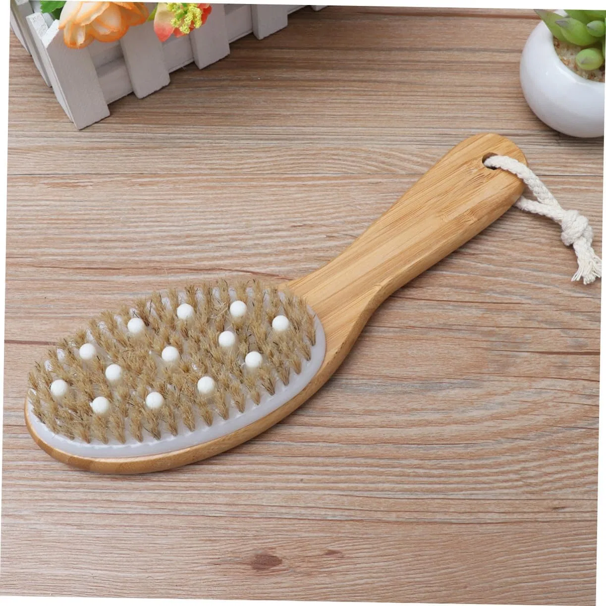 Щетка для душа с ручкой Ipetboom, PP и Nylon, 25.5x12x7.5 см, Khaki — фото 4