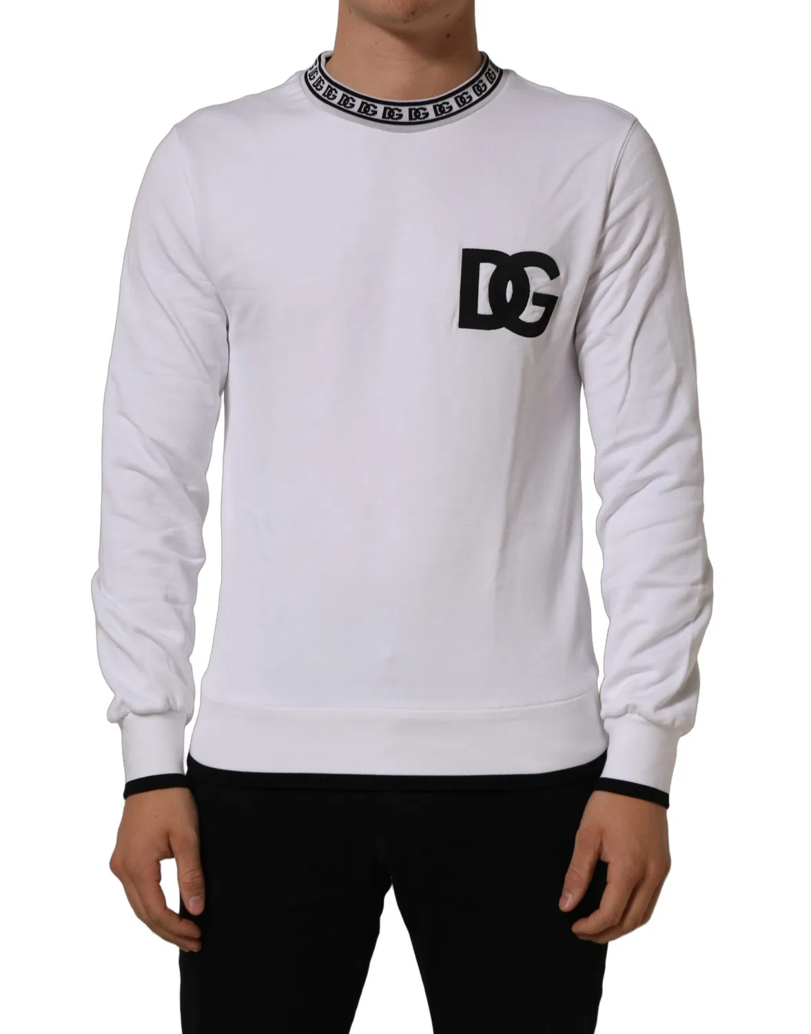 Мужской свитшот с вышитым логотипом Pullover Sweatshirt Dolce & Gabbana, White — фото 4