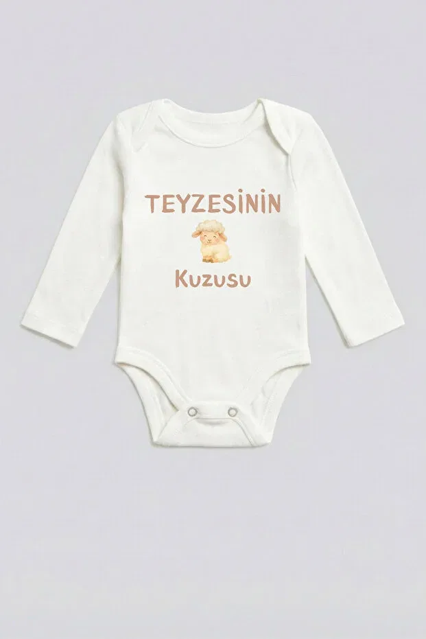 Детское боди с длинным рукавом Auntie written bodysuit 100% cotton Bebesco Bebe, White