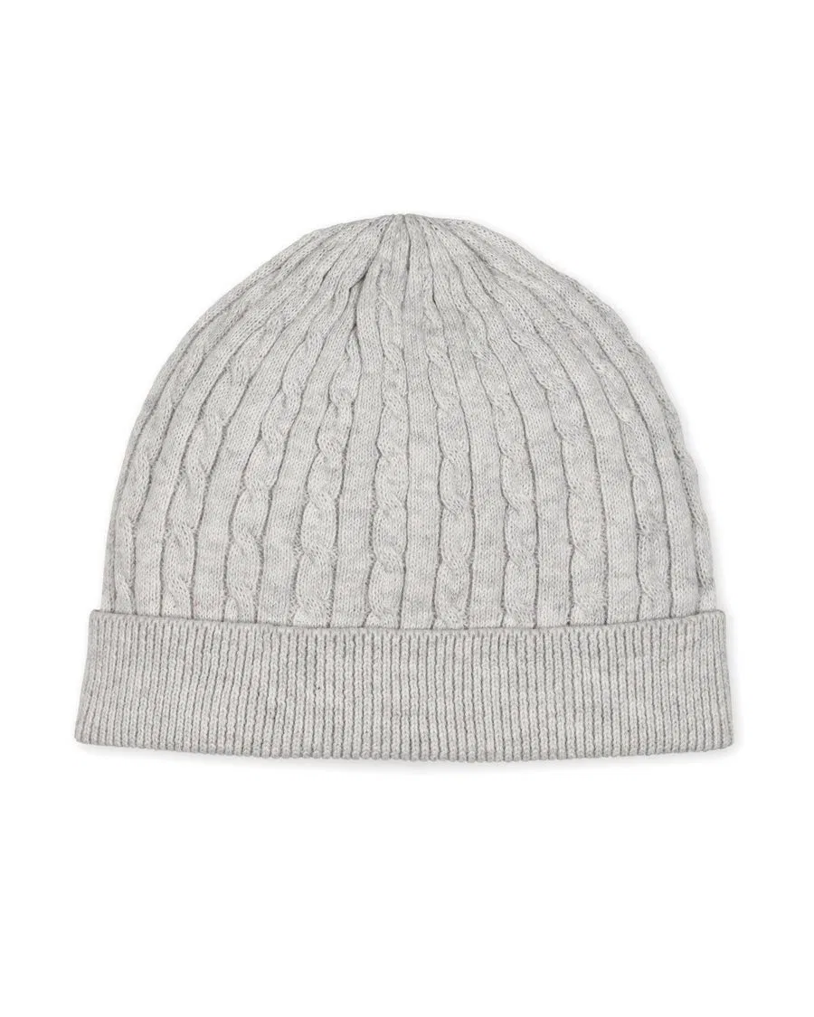 Комплект из шапки и пинеток из органического хлопка Hope & Henry, Light Gray Heather Cable — фото 2