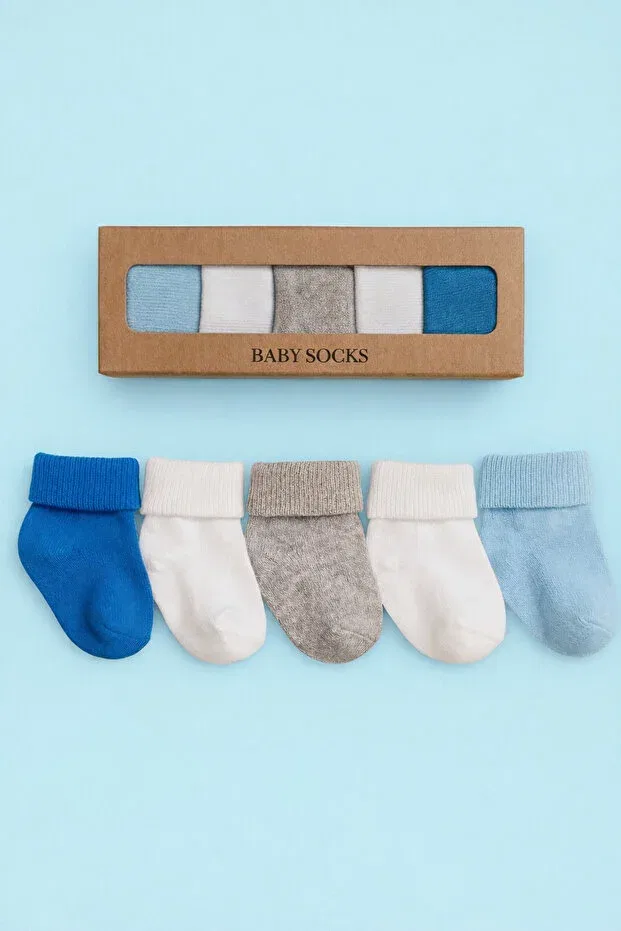 Детские носки для новорожденных хлопковые с принтом Galaxy Baby Socks, Blue
