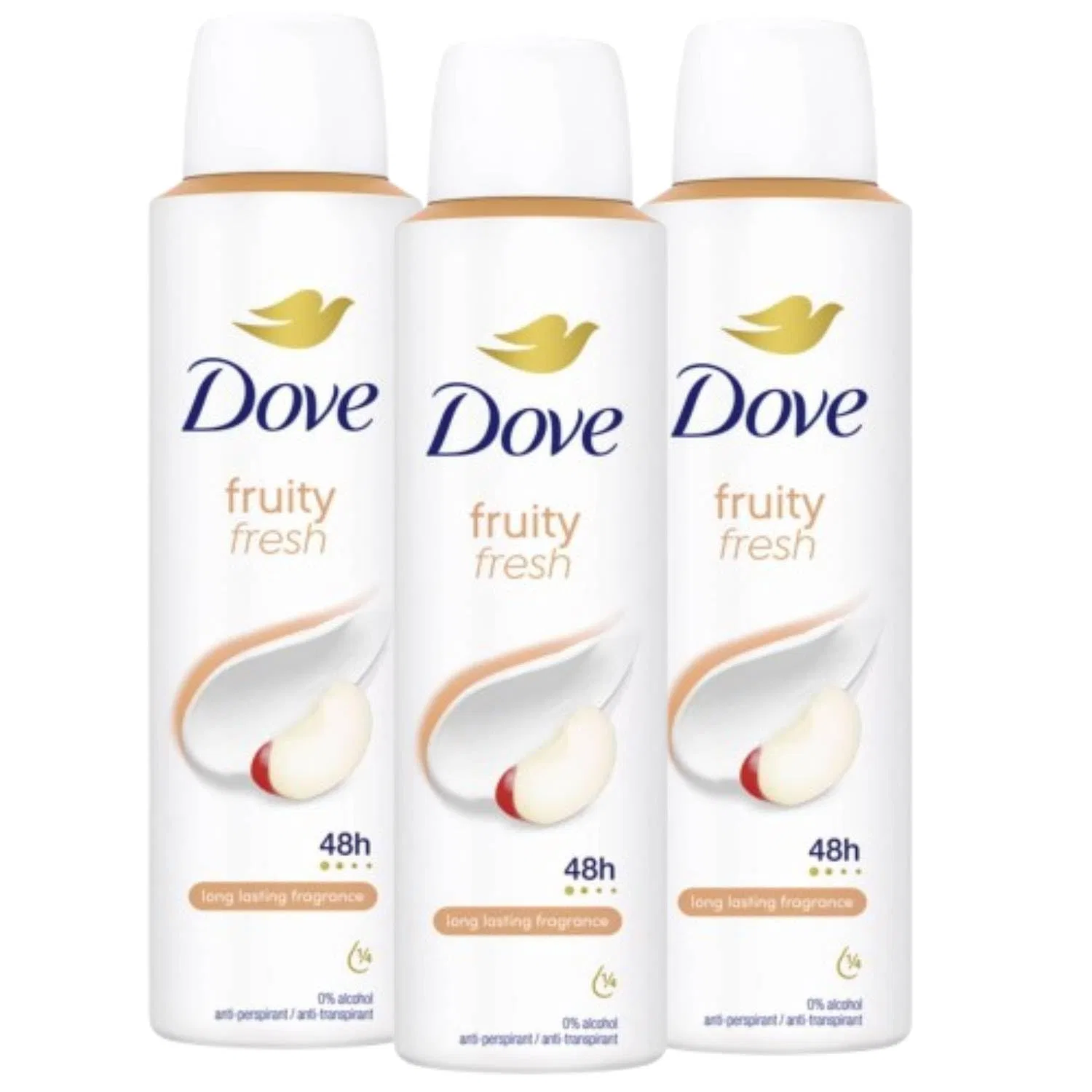 Дезодорант-антиперспирант 48H без спирта Dove Fruit Fresh, увлажняющий, 150 мл, 3 шт